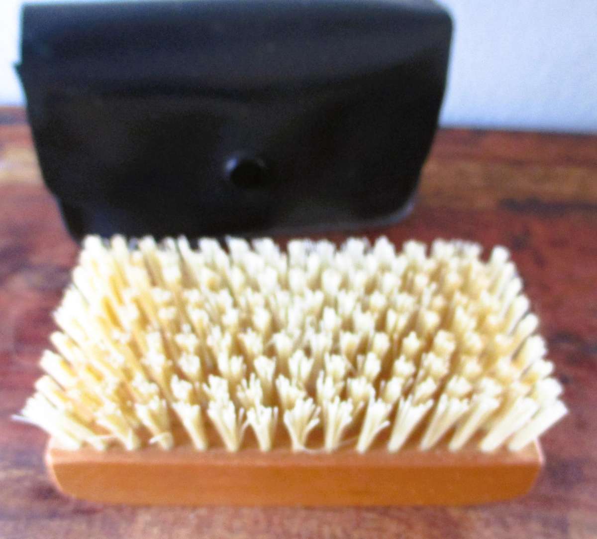 Vintage Mohawk Genuine Satinwood Pure Boar Bristle Brush in holder.