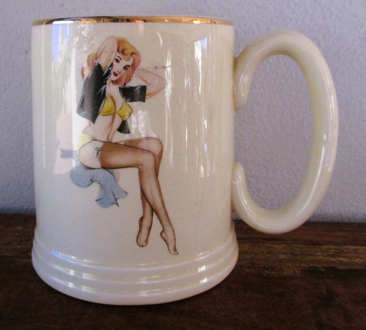 1960's Pin Up Girl Tankard Stein Beer Mug Lord Nelson Ware Elijah Cotton Ltd. Made In England