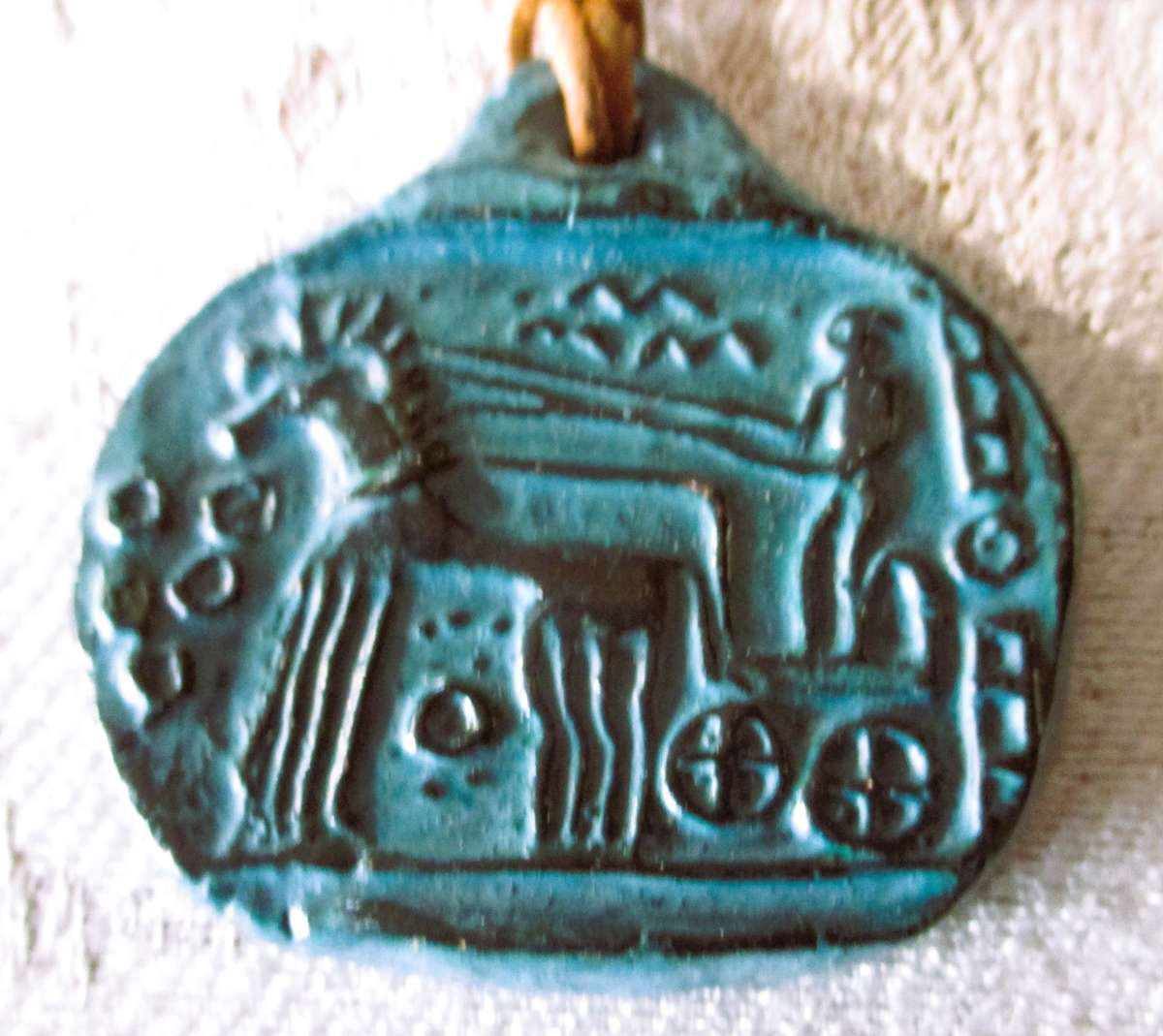 Handmade Greece Pendant with leather necklace.