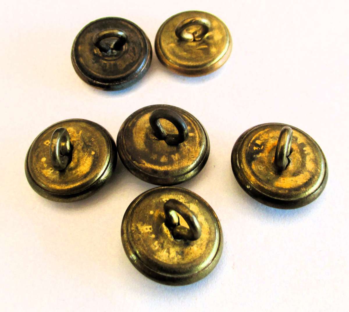 6 x Vintage Military Buttons, as per photo.