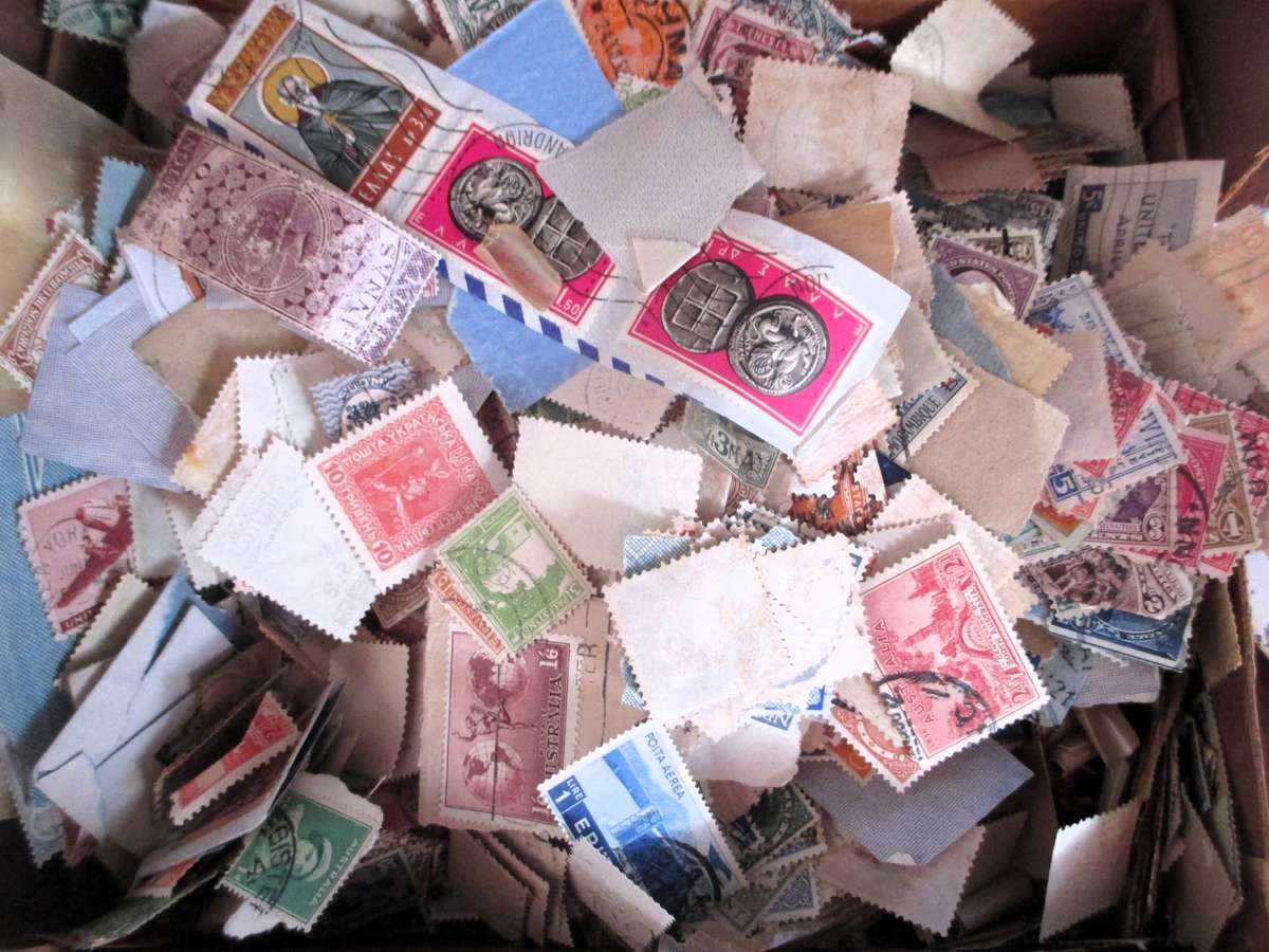 Box Of Used Stamp Collection