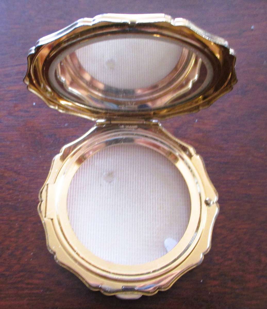 Vintage Stratton Yellow Rose Decorated Make-Up Powder Mirror Compact, Lovely item