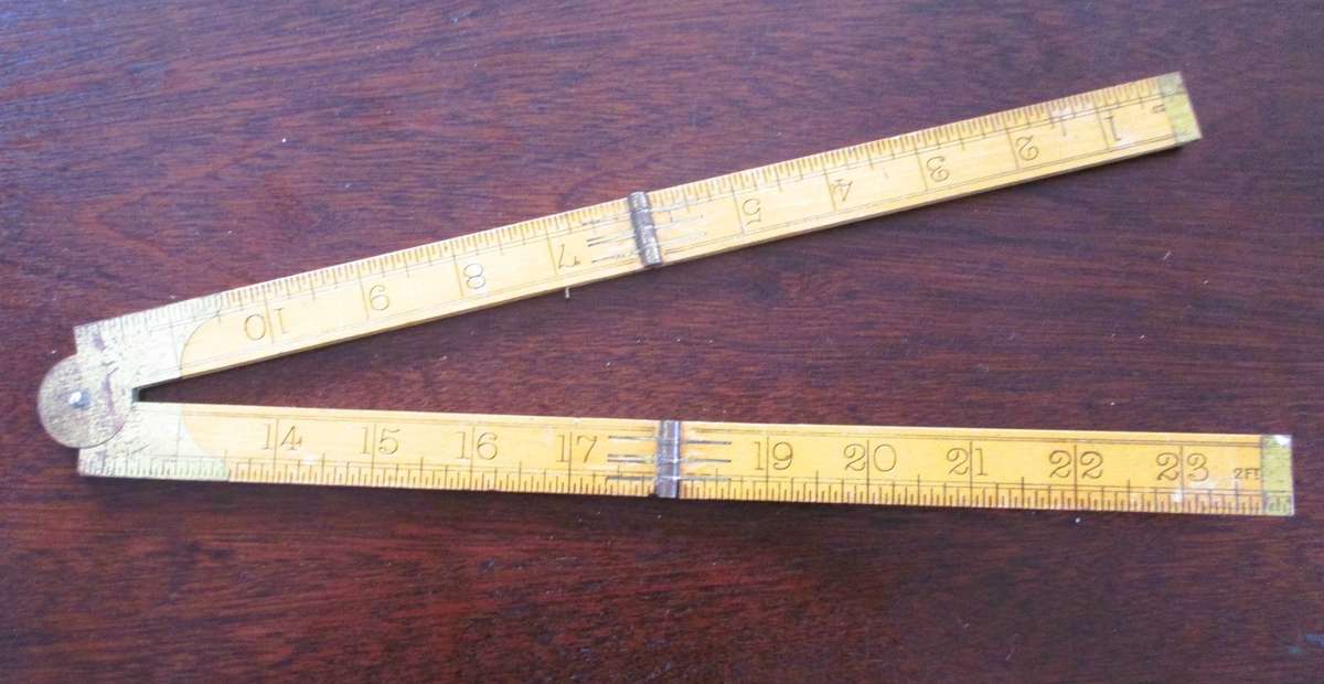 Vintage Rabone Chesterman No1380 Boxwood & Brass Caliper Gauge Rule Vintage Tools 2ft
