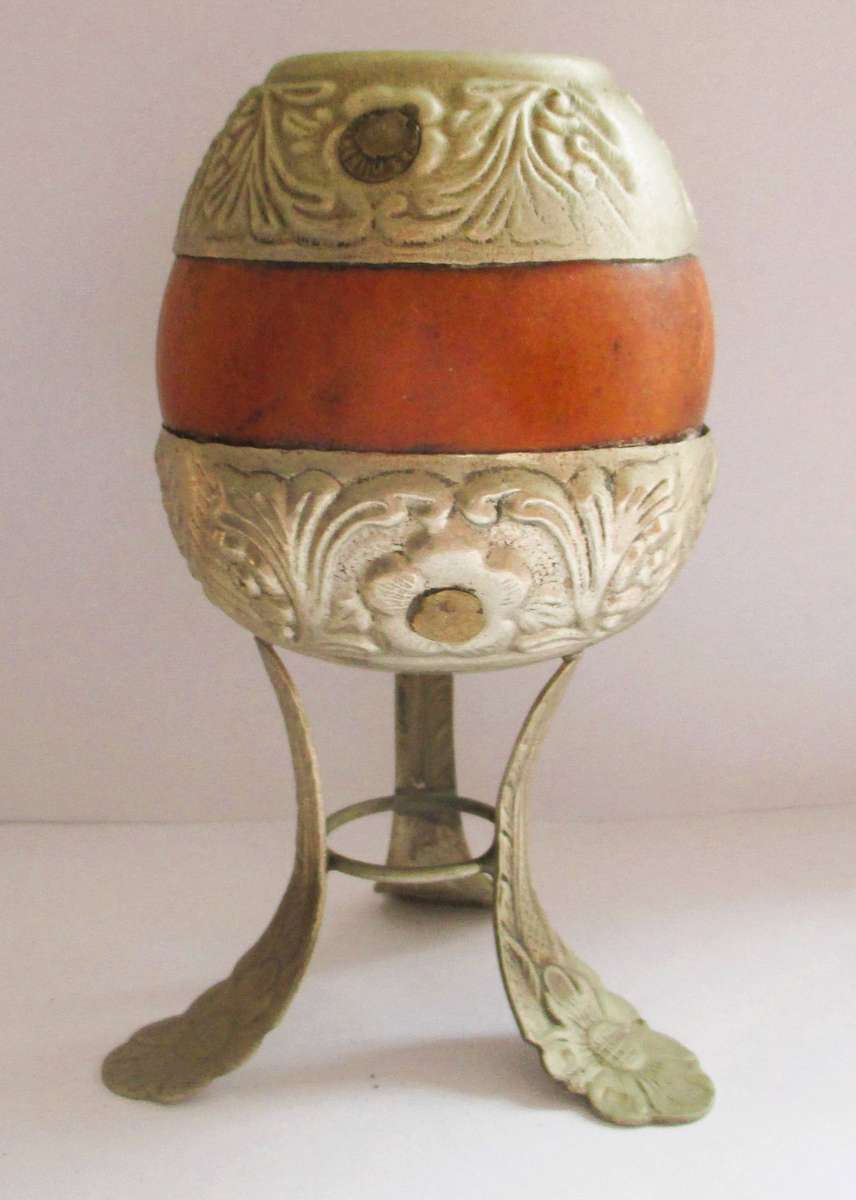 Vintage Metal Yerba Mate Gourd  Traditional, Unused.