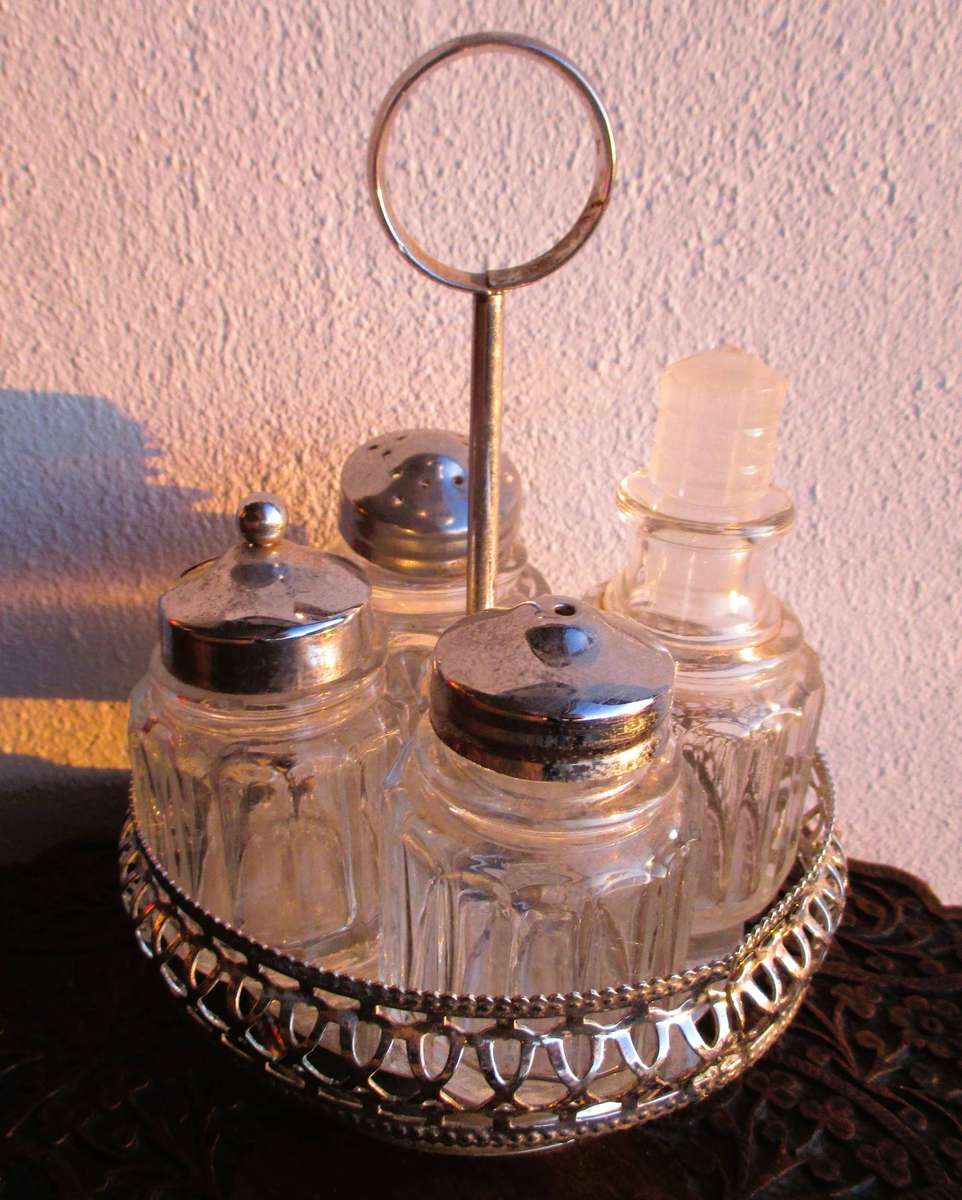 Vintage Silver Plate Condiment Server Caddy Made in England, as per photo.