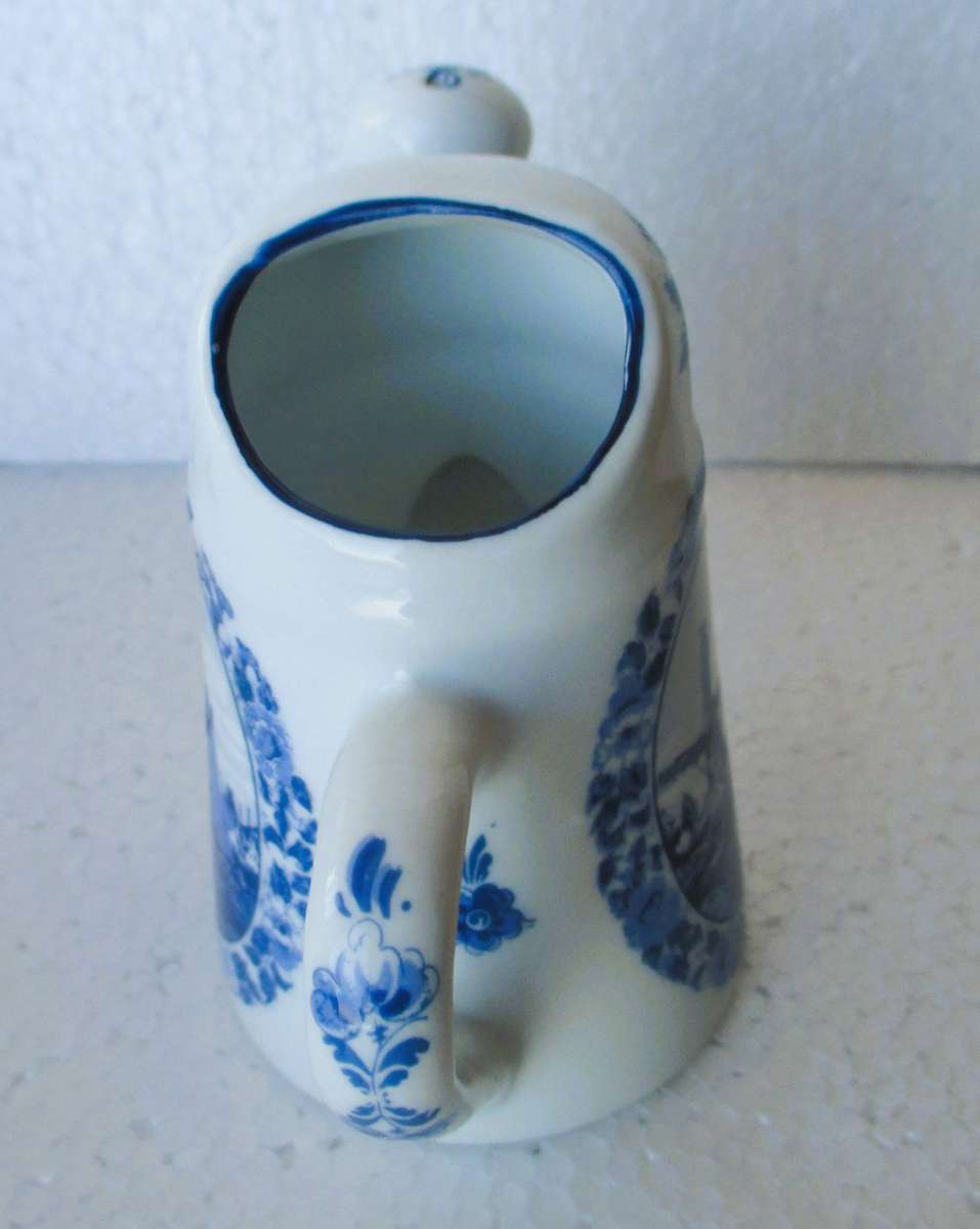 Delft Watering Can Ornament - Windmill and Canal Scene