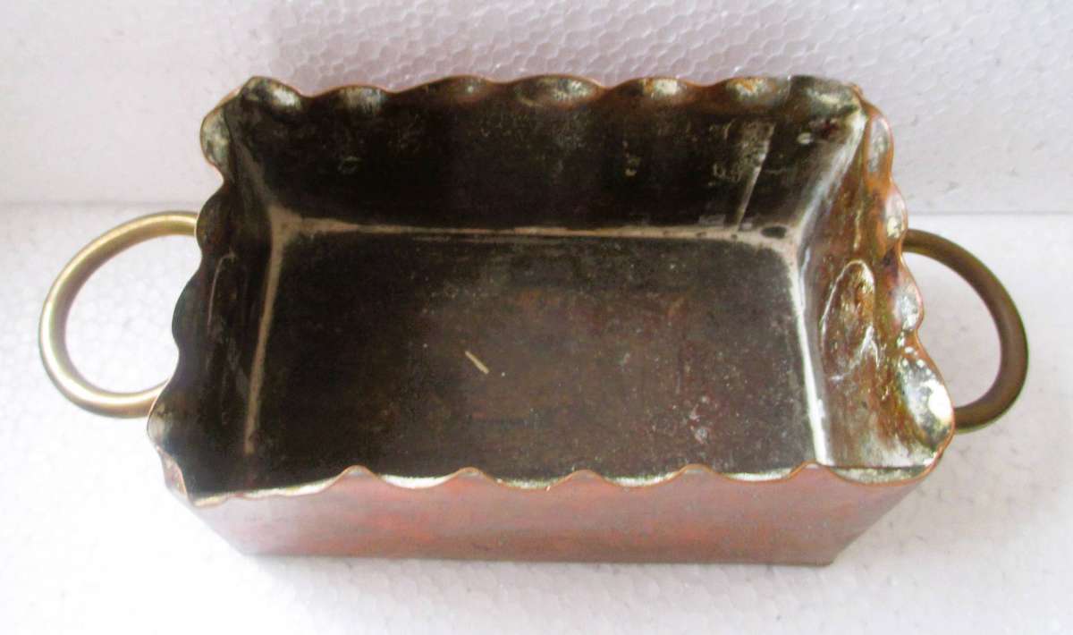 Victorian Copper Planter with ring handles, 130x70x80mm