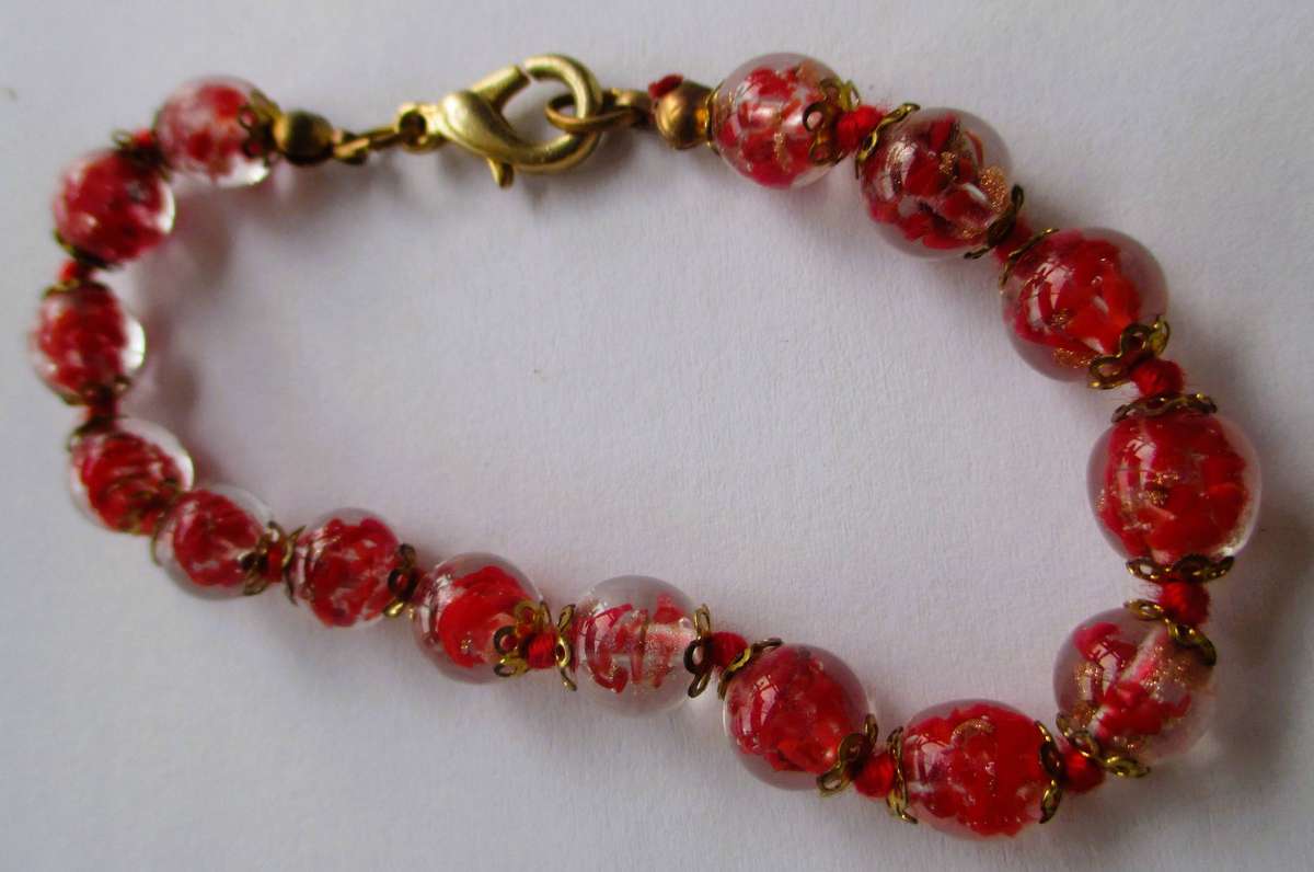 3 x Vintage artisanal glass beaded bracelets