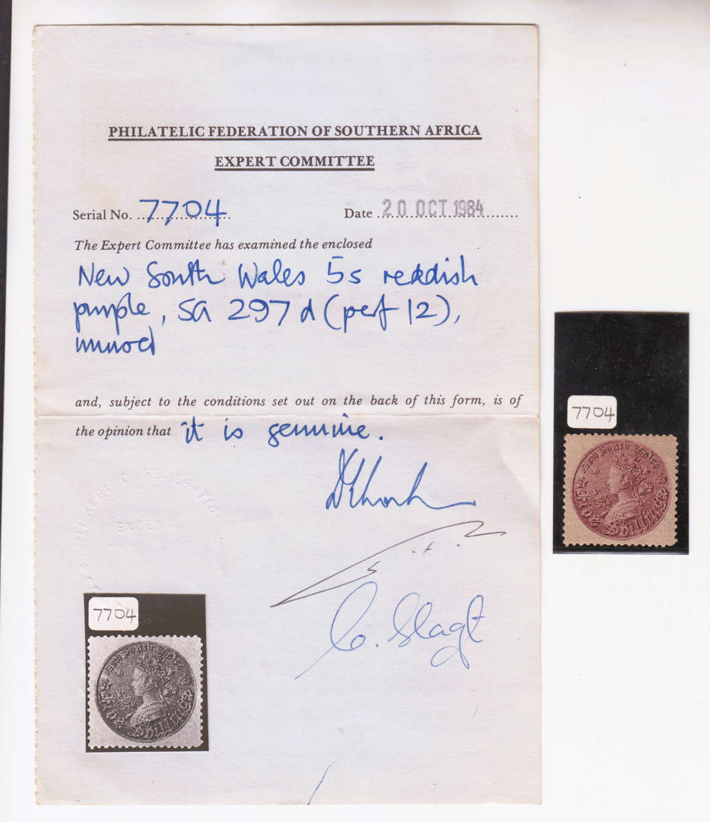 New South Wales 1897 QV 5 Shilling Coin Perf 12, Mint. With Certificate