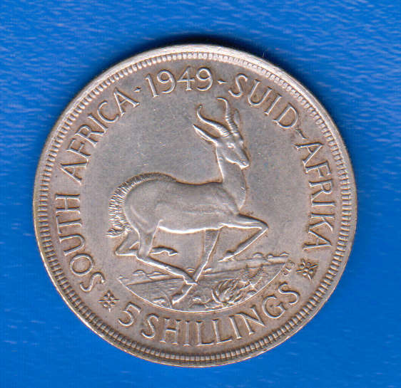 1949 South Africa Union Silver 5 Shilling