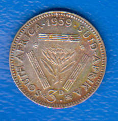 1959 South Africa Union Silver Tickey.