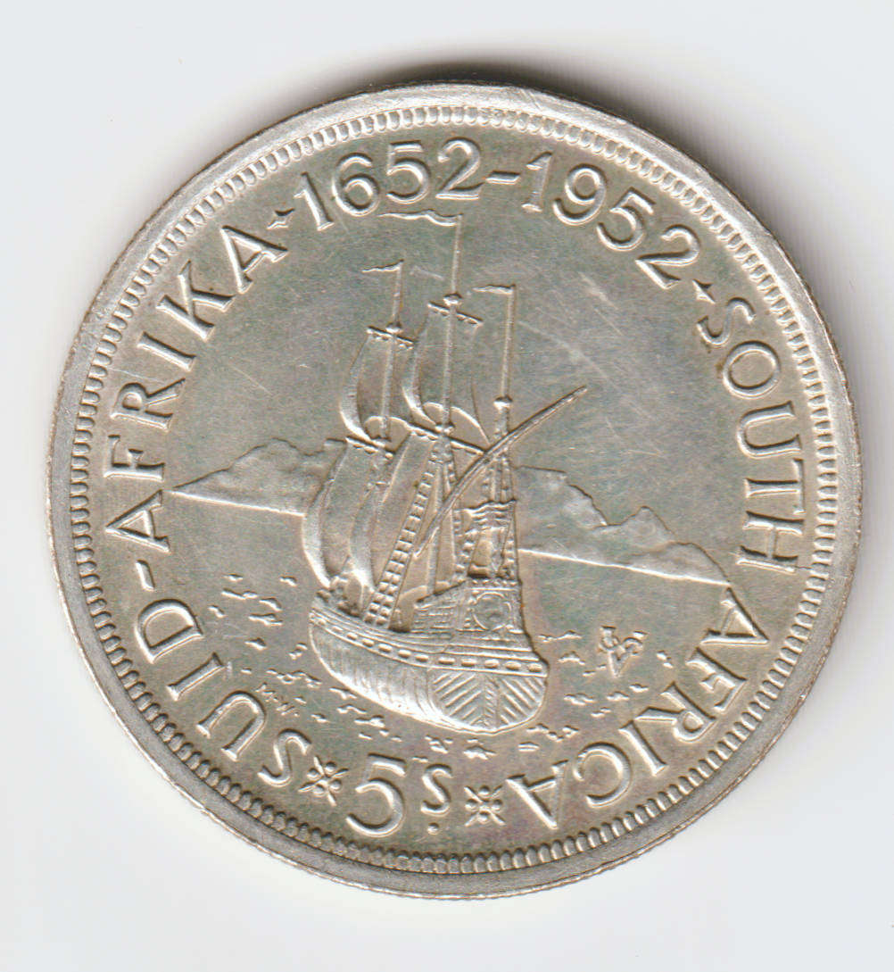 1952 Union of South Africa Silver 5 Shilling