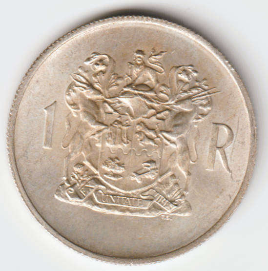 1969 South Africa Silver One Rand Coin