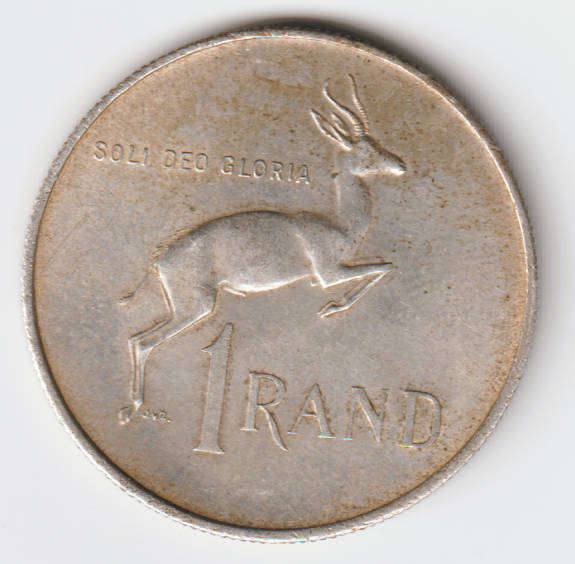 1967 South Africa Silver One Rand Coin