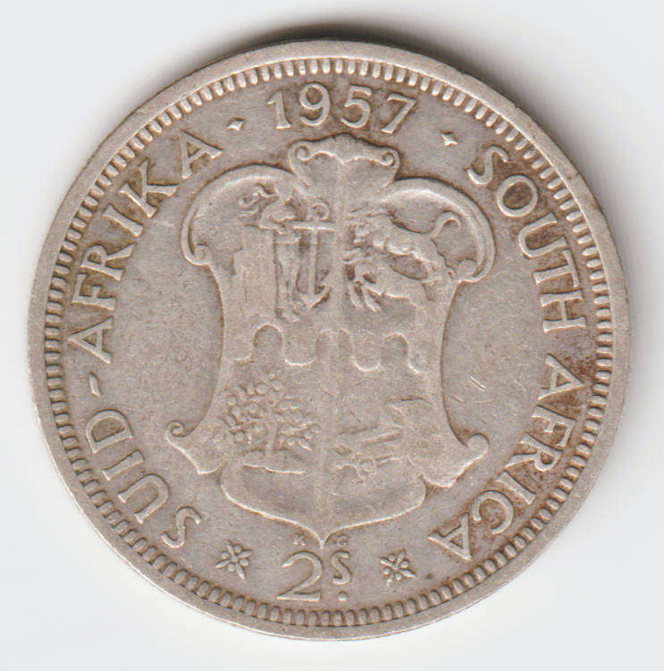 1957 Union of South Africa Silver Two Shilling