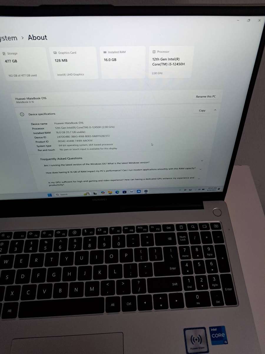 Huawei MateBook D16 Intel Core i5 12450H 16GB RAM 512GB SSD + Free Huawei Bluetooth Mouse