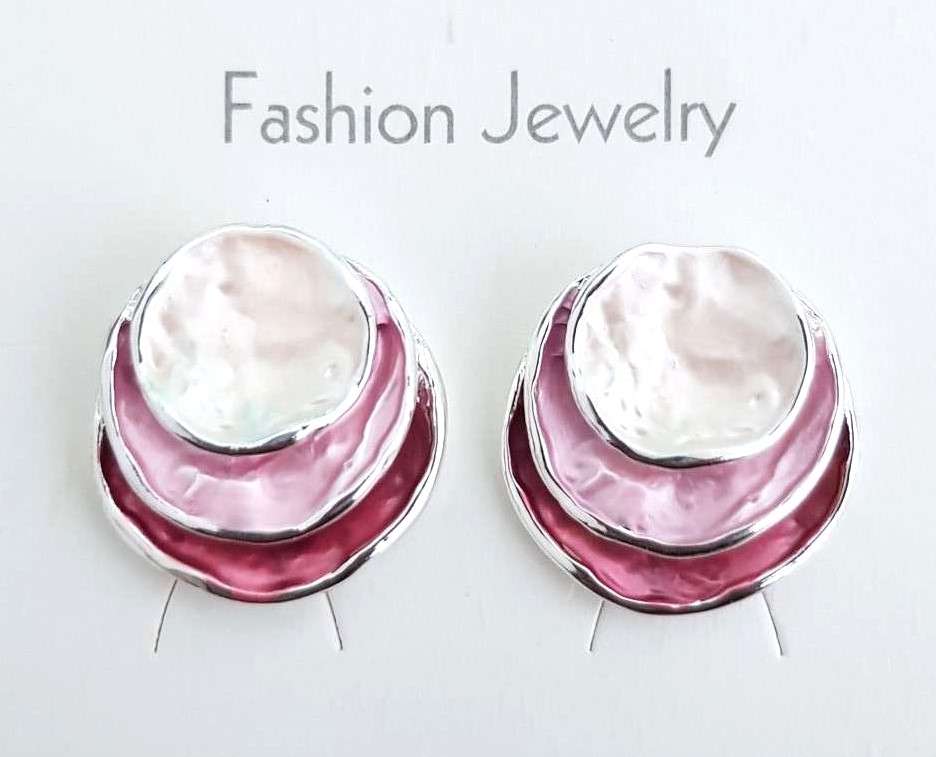 Bohemian Layered Earrings Pink Colour  Drop Earrings