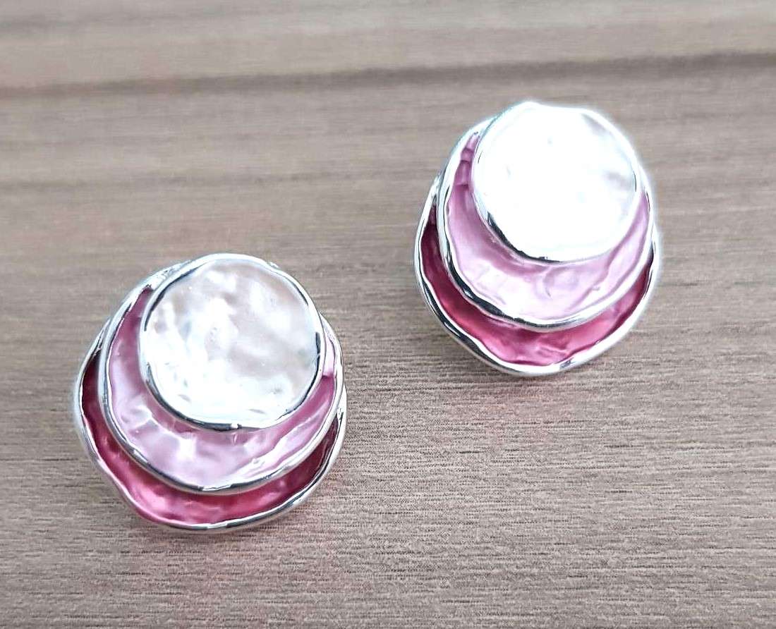 Bohemian Layered Earrings Pink Colour  Drop Earrings