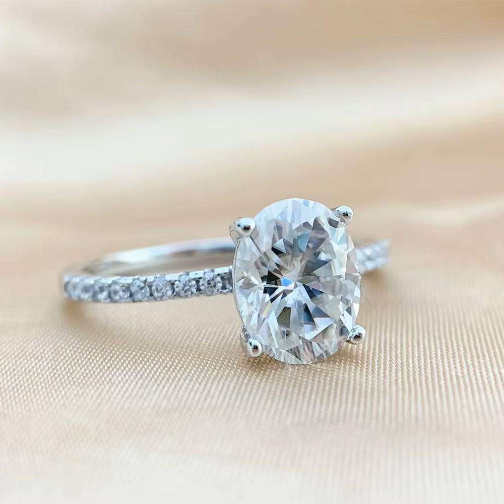 2.00 Carat Moissanite Oval **GRA Certified** VVSI/D Engagement Ring Yellow Gold