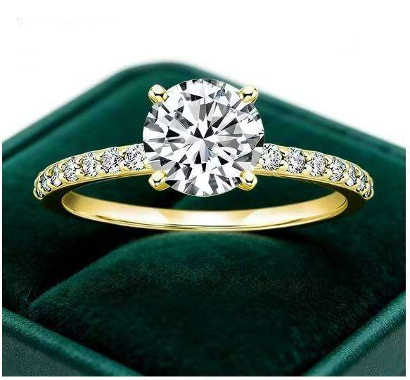 2Ct  Moissanite Ring Round **GRA Certified** VVSI/D Engagement Ring  Gold Plated