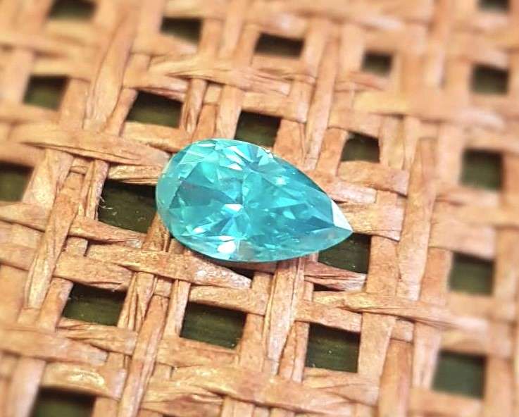 1.73CT  MOISSANITE BLUE PEAR CUT VVSI  BRILLIANT CUT