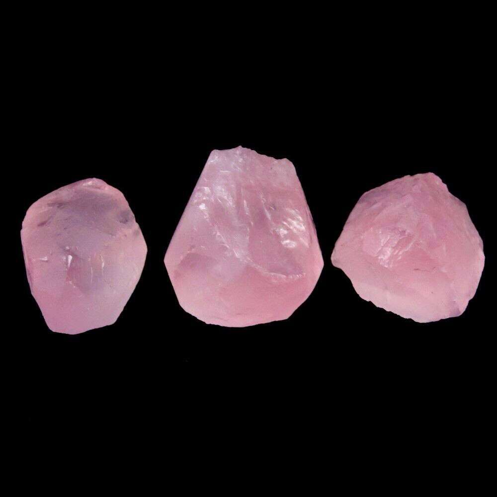 Pink Rose Quartz 3pcs Lot 30.65ct Rough Natural Untreated  Gemstone, Brazil