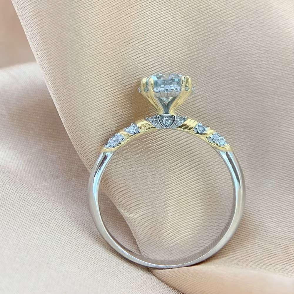 1.00 Carat Moissanite Engagement Ring VVSI/D **GRA Certified**  in 925Sterling Silver Plated 18k