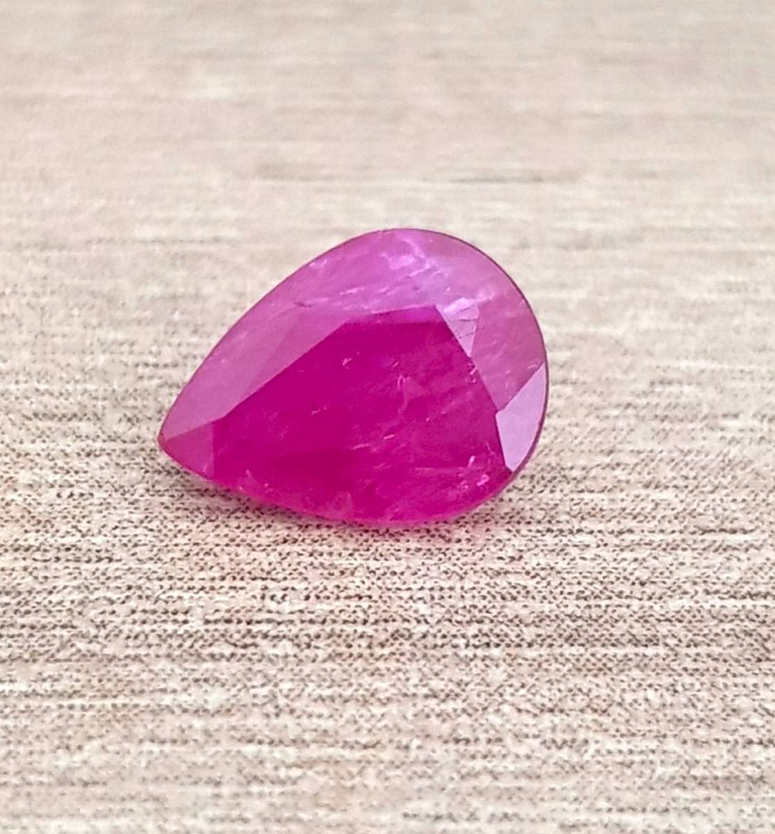 1.20ct Purplish Red Ruby 8x6mm Pear - **Heated Only**, Mozambique Gemstone