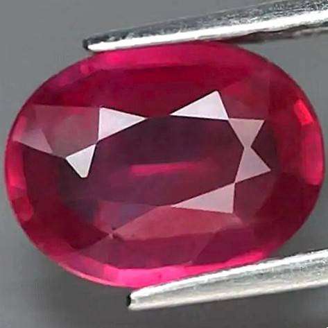2.21Ct. Ruby Oval Facet Red Sparkling & Good Color! Natural