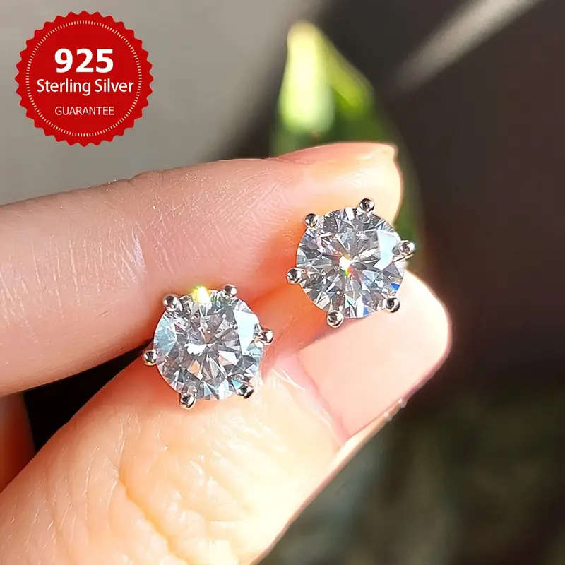 2.00 Carat Earrings Round NSCD Diamond  VVSI/D Plated in Platinum
