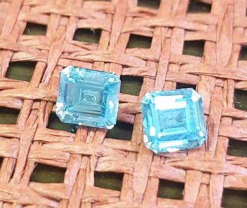 2.55CT  MOISSANITE BLUE ASSCHER CUT VVSI  BRILLIANT CUT **PAIR**