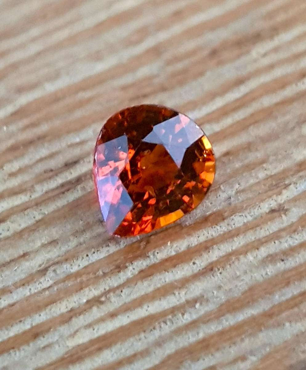 0.97ct Orange Hessonite Garnet 6.5x5.7mm Pear Natural - Tanzania Gem