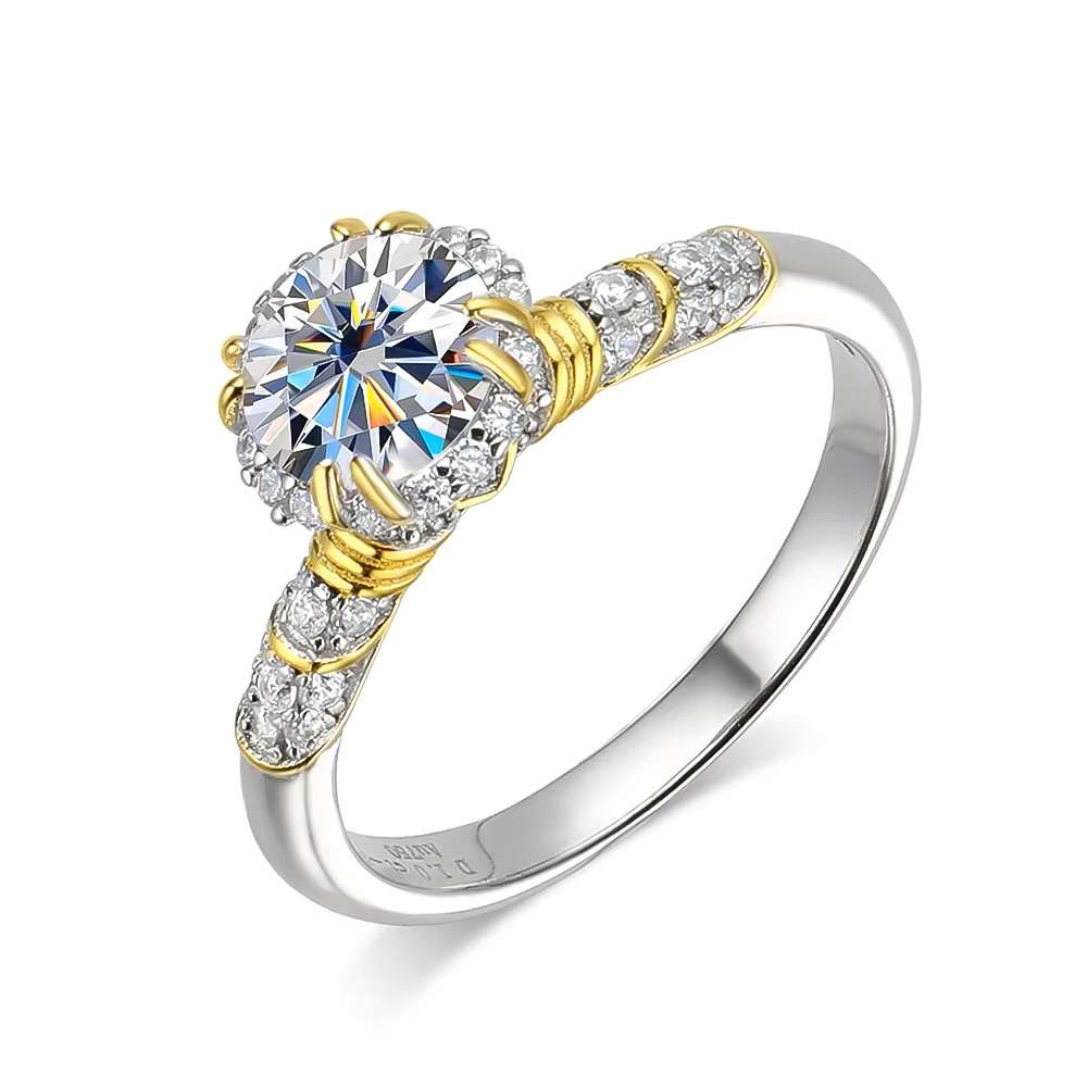 1.00 Carat Moissanite Engagement Ring VVSI/D **GRA Certified**  in 925Sterling Silver Plated 18k