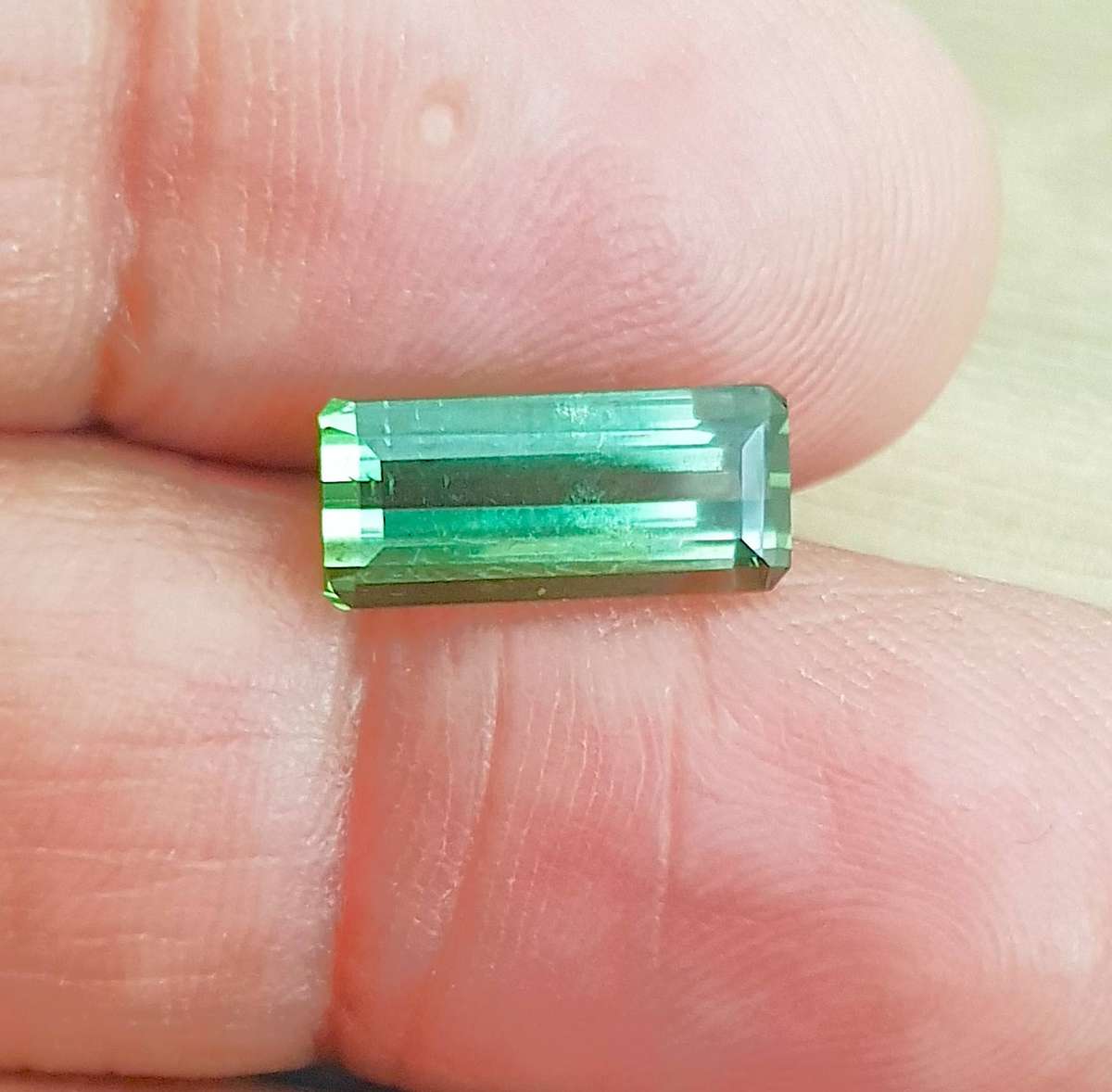 3.44ct Bluish Green Tourmaline  Octagon 12.8x5.7mm Natural - Unheated, Africa Gem