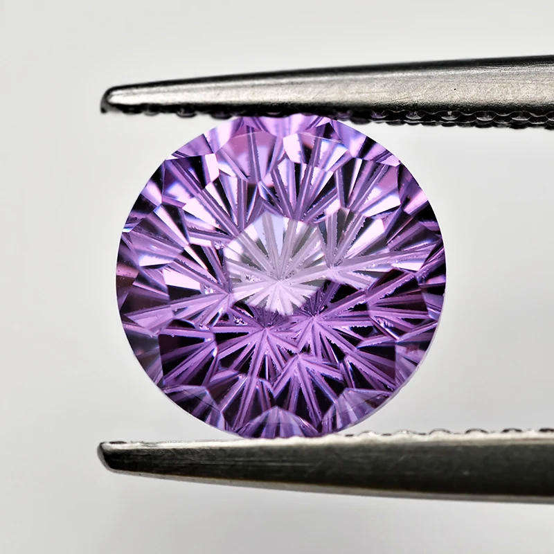 2.76Ct Purple Cubic Zirconia Pyrotechnic Cut Round shape 7mm