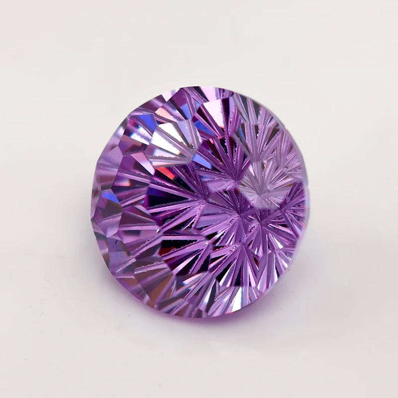 2.76Ct Purple Cubic Zirconia Pyrotechnic Cut Round shape 7mm