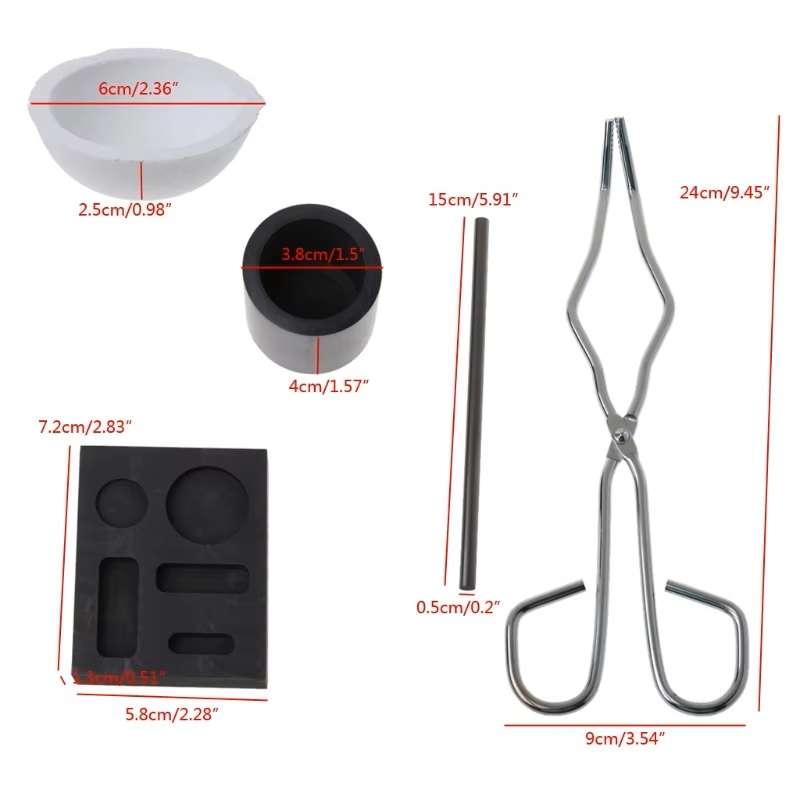 5pcs Graphite Crucible Set,Gold Ingot Mold Set Jewelry Design