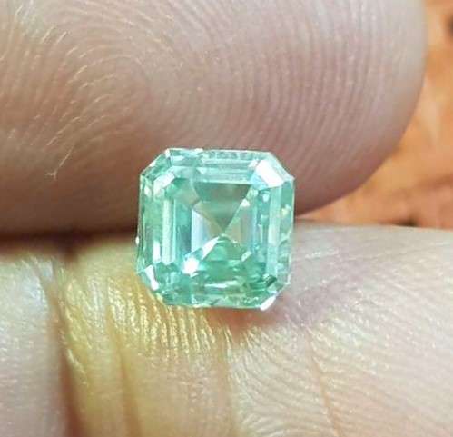 1.80CT  MOISSANITE GREEN ASSCHER CUT VVSI  BRILLIANT CUT