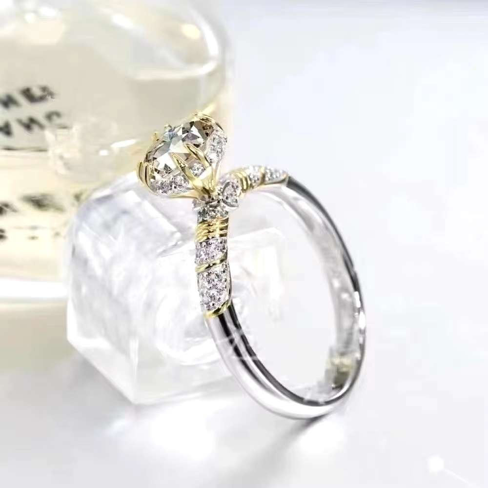 1.00 Carat Moissanite Engagement Ring VVSI/D **GRA Certified**  in 925Sterling Silver Plated 18k