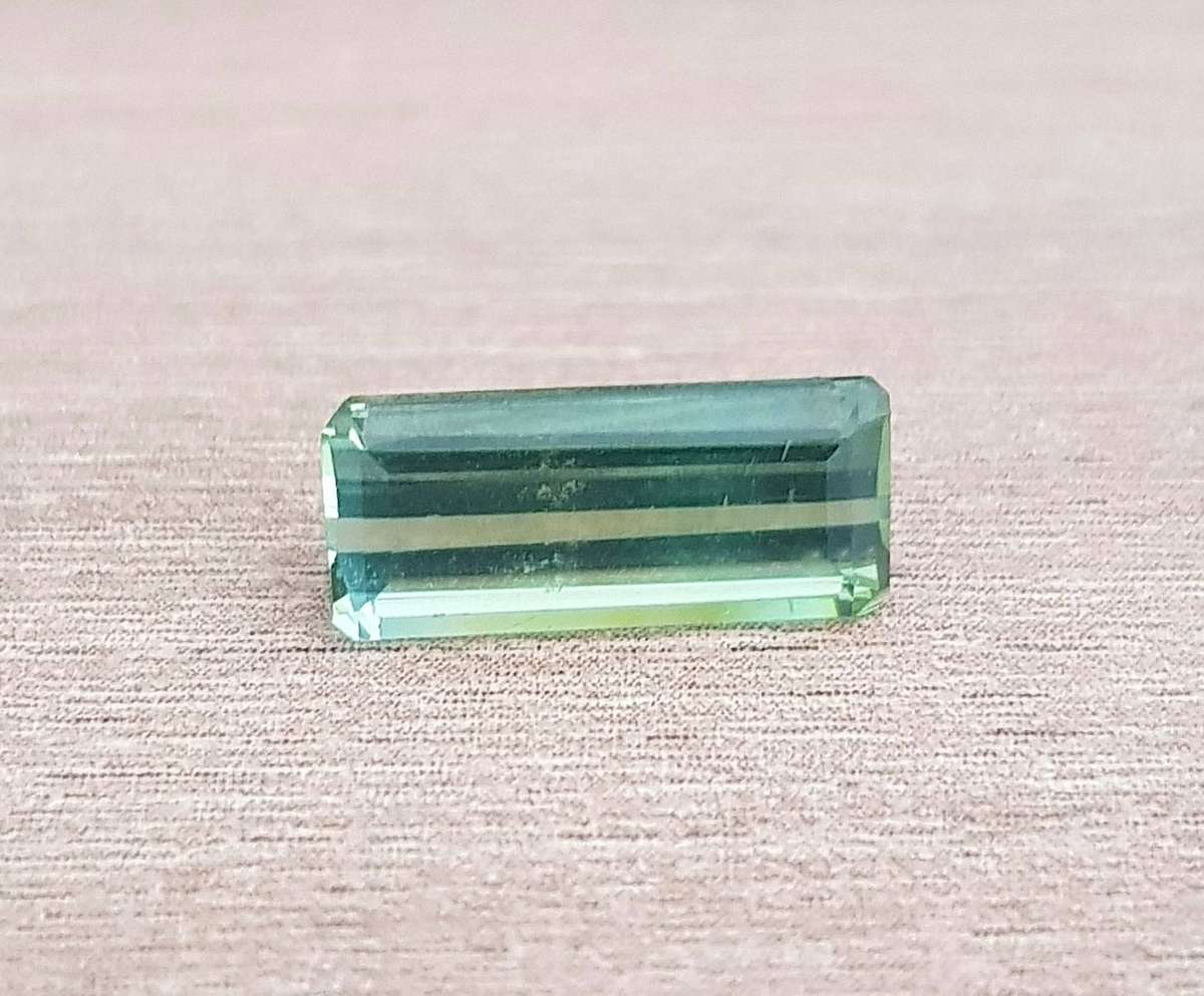 3.44ct Bluish Green Tourmaline  Octagon 12.8x5.7mm Natural - Unheated, Africa Gem