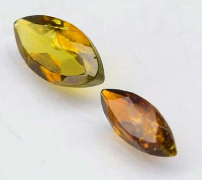 1.86ct  Green Yellow Tourmaline Marquise 2pcs  Natural  - Unheated Gems