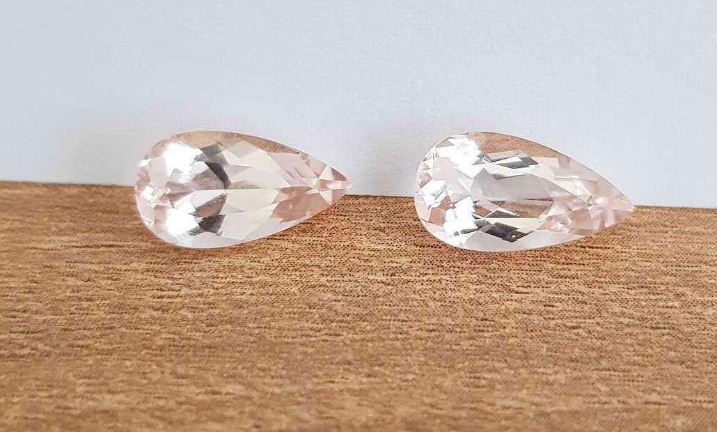 3.44cts Morganite Pear Cut Gemstone - Pair - Natural
