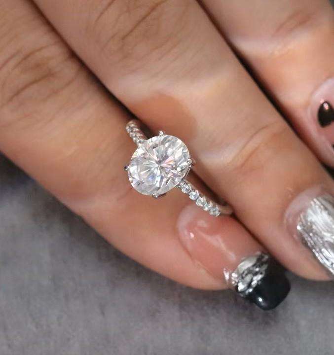 2.00 Carat Moissanite Oval **GRA Certified** VVSI/D Engagement Ring Yellow Gold