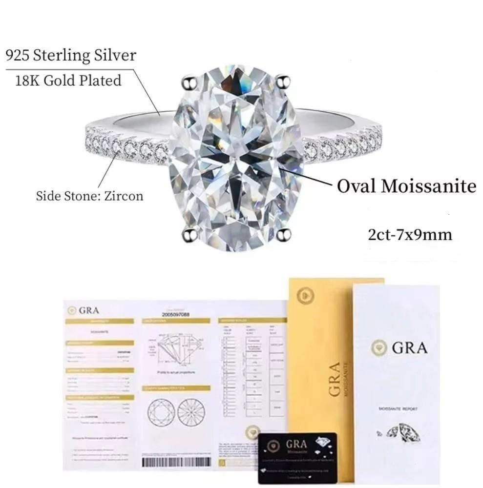 2.00 Carat Moissanite Oval **GRA Certified** VVSI/D Engagement Ring Yellow Gold