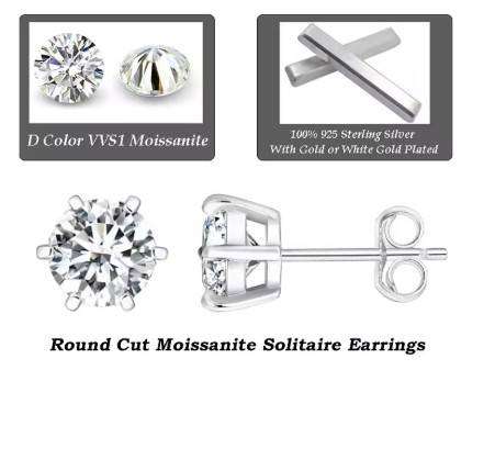 Moissanite Earrings  0.50ctw 925 Sterling Silver**GRA Certified**  VVSI/D Moissanite