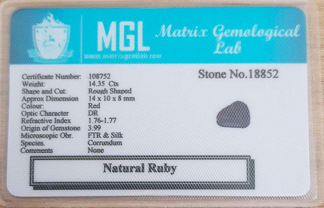 14.35Ct.  Ruby Zoisite Rough Top Purplish Red Natural