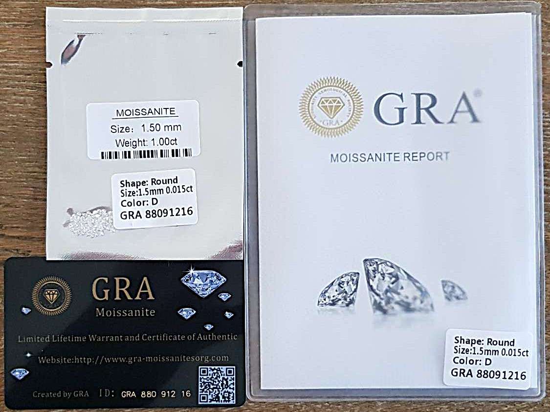 Moissanites 1.5mm D / VVS1  1.00ct **GRA Certified** Small Size 0.015cts Stones Loose