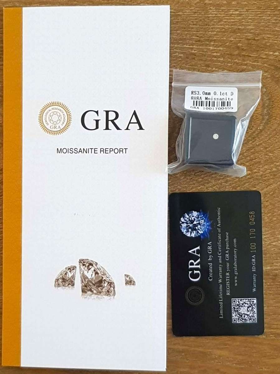 0.10Cts  MOISSANITE ROUND**GRA CERTIFIED** 3mm VVSI D BRILLIANT CUT