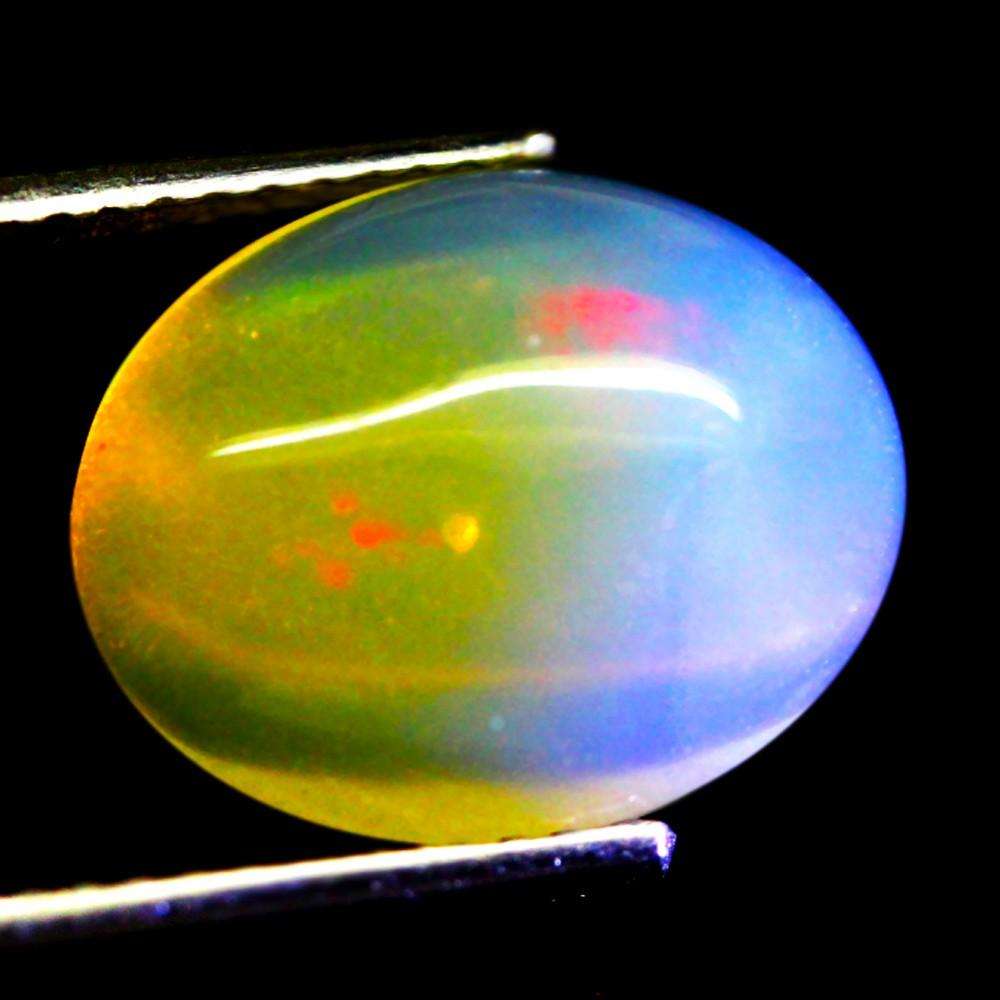 3.50Ct.  Opal Oval Cabochon Multi Colors Glittering Rainbow 3D Ethiopian Gemstone