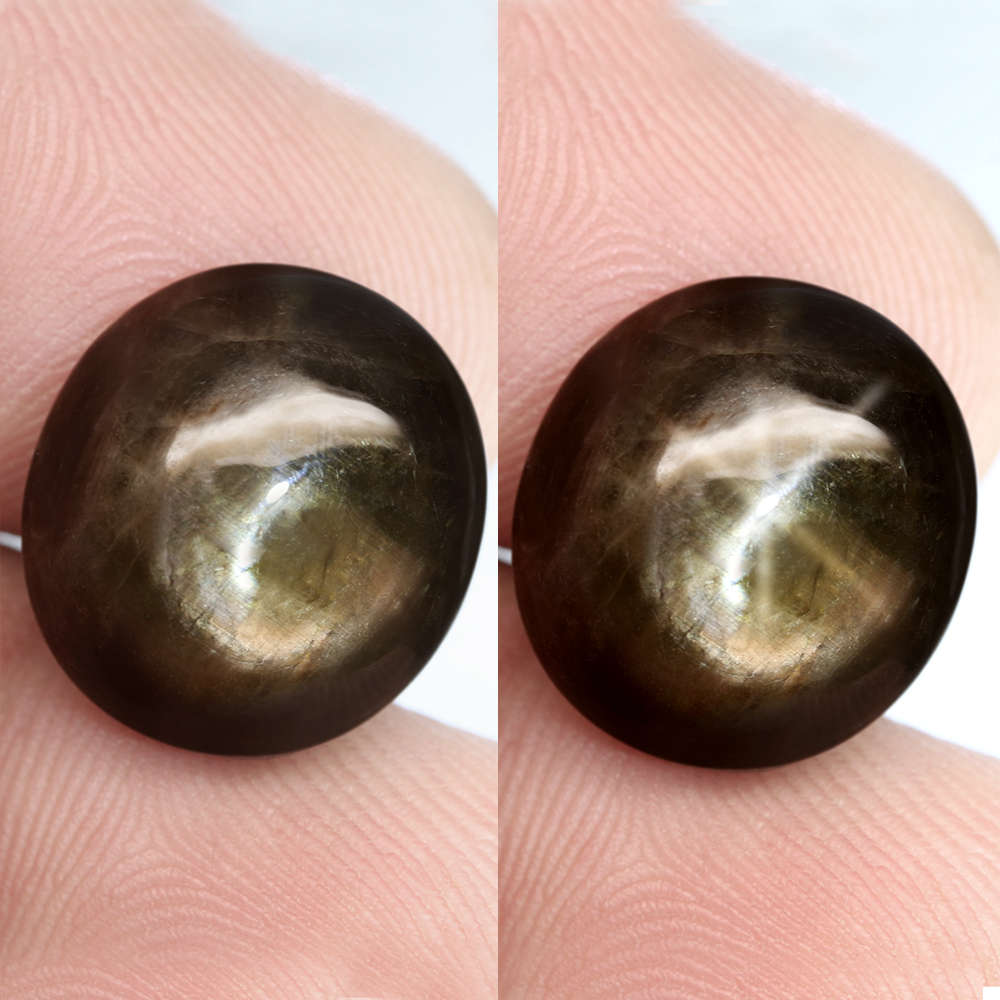 26.17Ct.  Sapphire Star 6 Rays Golden Green Oval Cabochon Large Unheated